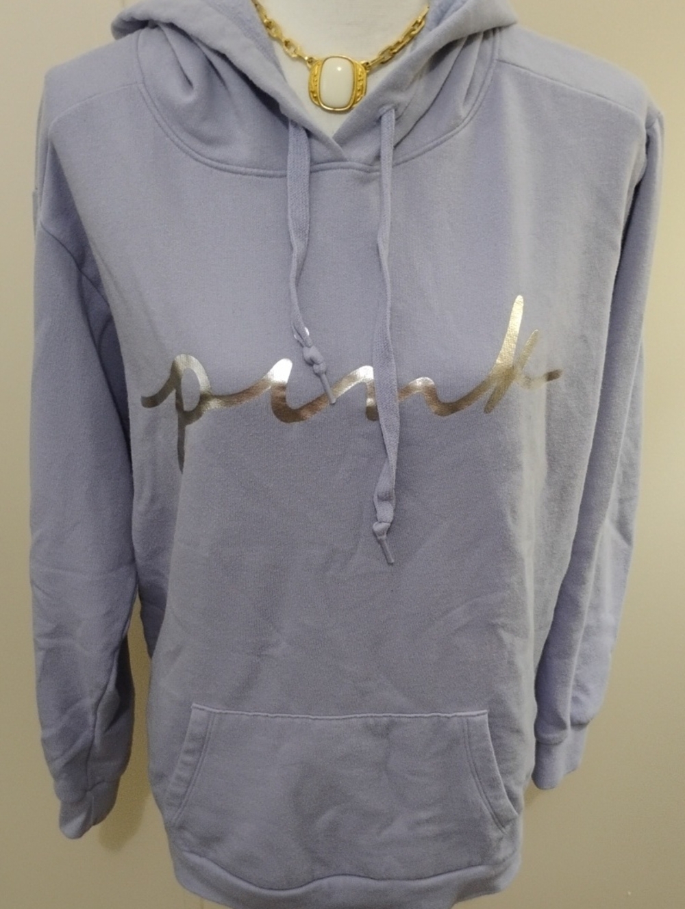 PINK Victoria's Secret Lavender Hoodie with Silver Script Logo